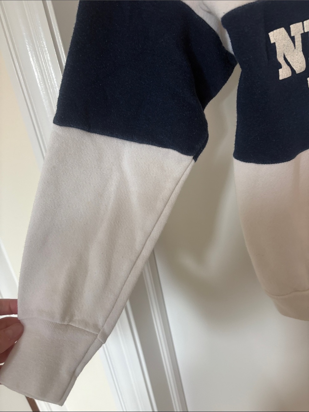 Women's Two-Tone Vitnage Penn State Hooded Sweatshirt in White and Navy - Picture 6 of 7